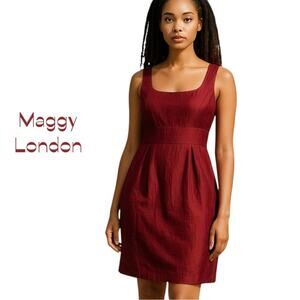 Maggy London Iridescent Burgundy Dress Size 8